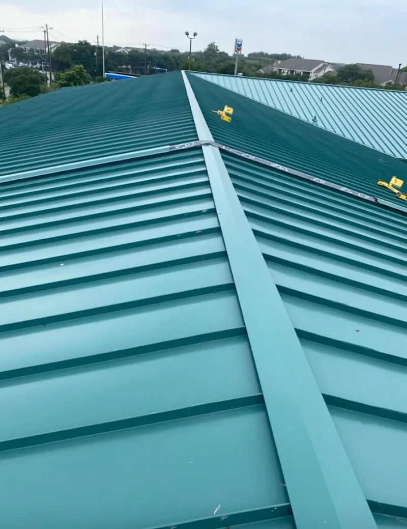 Green commercial metal roof ridge and valley for Metal Roof Repair in Wilmington Manor